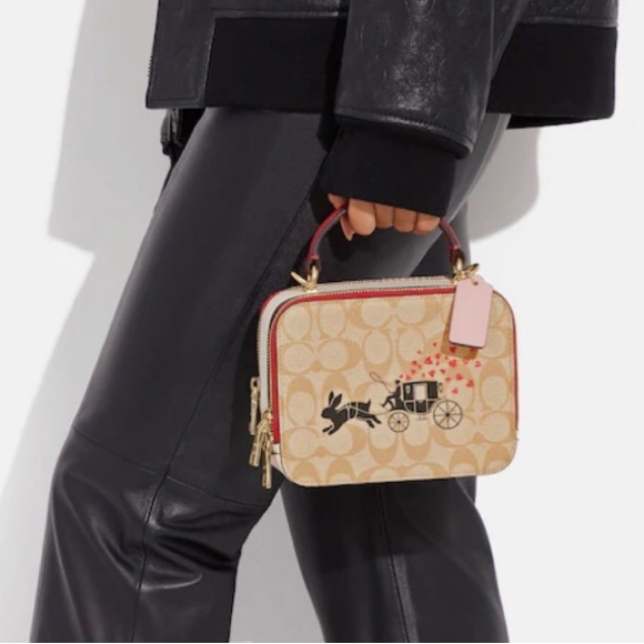 NWT COACH Lunar New Year Box Crossbody In Signature Canvas Rabbit Carriage CE609 - Picture 2 of 11